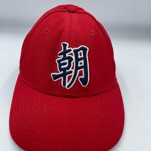Vintage New Era Yankees Chinese Script 59Fifty Fitted Hat Size 6 3/4 Red